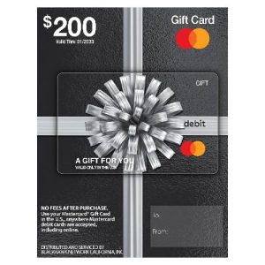 $200 Mastercard Gift Card